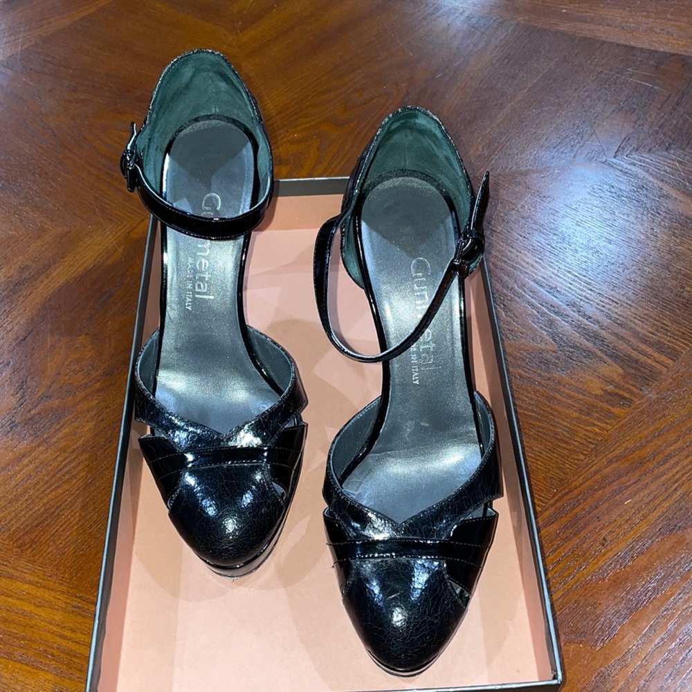 Black, Patent Leather, high Heel Sandals